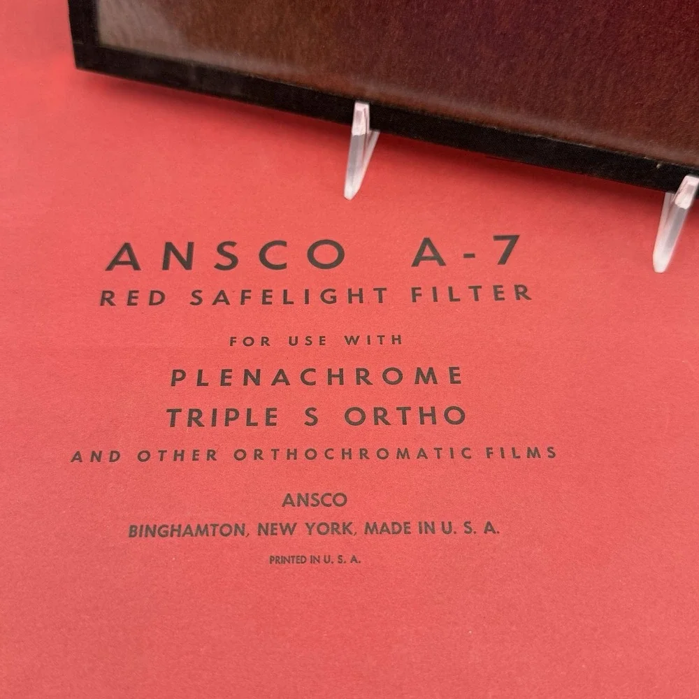 Vtg Ansco A-7 Red Safelight Glass Filter w/ Envelope Darkroom‎ Photography USA